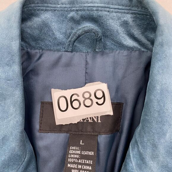 Alfani Leather Jacket Womens Large Blue Suede Lined Buttons Blazer - Picture 12 of 12